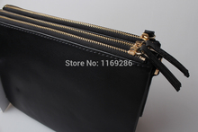 new 2014 genuine leather trio bag three layers bag cross body Messenger bag envelope bag woman Free shipping