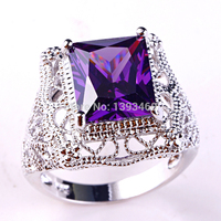 2015 New Fashion Jewelry Amethyst 925 Silver Ring Size 6 7 8 9 10 Popular Design Gift For Women Free Shipping Wholesale
