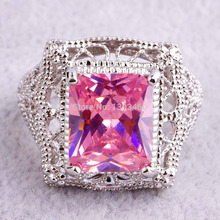 2015 Popular Pink Topaz 925 Silver Ring Size 6 7 8 9 10 11 New Fashion
