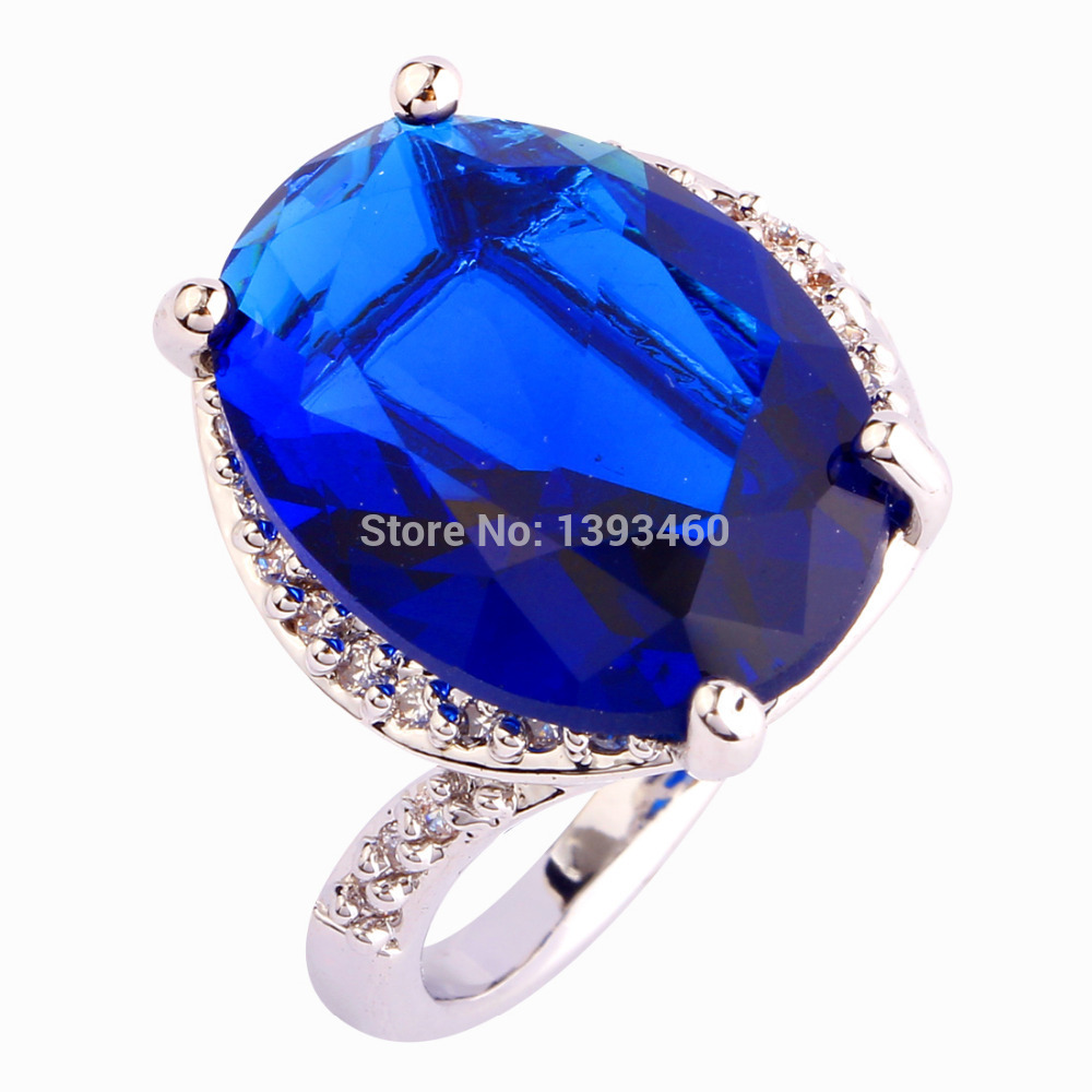  Beautiful Oval Cut Sapphire Quartz 925 Silver Ring Size 7 8 9 10 New Fashion