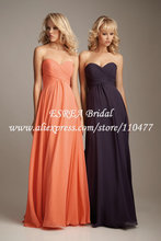 Simple Cheap Sweetheart Pleated Chiffon Organge Bridesmaid Dresses Long MG557