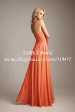 Hot Sale Simple Cheap Sweetheart Pleated Chiffon Long Bridesmaid Dresses 2014 Orange MG557