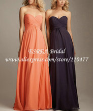 Hot Sale Simple Cheap Sweetheart Pleated Chiffon Long Bridesmaid Dresses 2014 Orange MG557