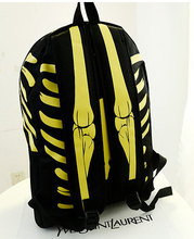 Fashion personality printing skeleton women school backpack canvas backpacks bags rucksack schoolbag back pack free shipping