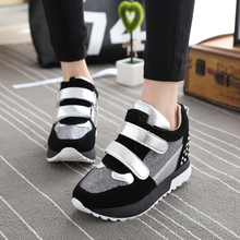 2015 New Women Velcro Sneakers Sport Walking Jogging Shoes Ladies Rivets Platforms Shoes Sapatos Femininos 1502