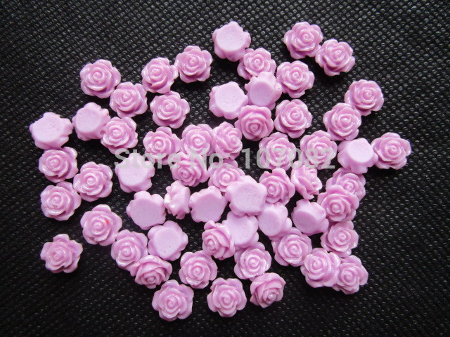 100pcs 10mm Lilac Resin Flower Rose Shape Flatbacks For Phone Pod Pad Decorations Scrapbooking Card Making
