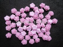 100pcs 10mm Lilac Resin Flower Rose Shape Flatbacks For Phone Pod Pad Decorations Scrapbooking Card Making DIY Jewelry