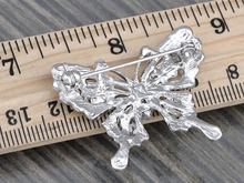 Cute Clear Crystal Rhinestone Silver Tone Vintage Inspired Butterfly Broach Pin