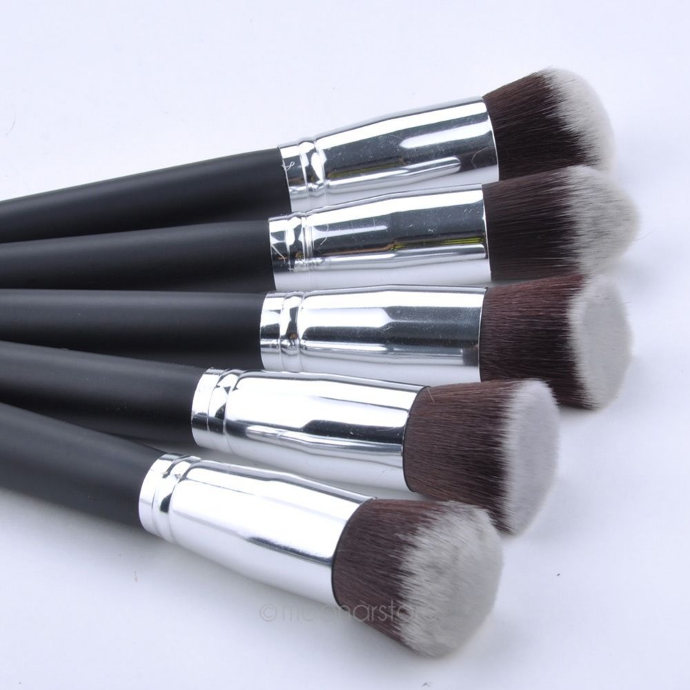 10 Pcs silver Synthetic Kabuki Makeup Brush Foundation blending blush Makeup Tool Kits Cosmetics maquiagem FYMPJ412