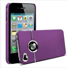 Hot items Luxury Electroplate Chromed Logo Hard Case for iPhone 4 4S 4G Fashion Ultra Slim Aluminium Metal Cover RCDAC036