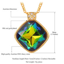 U7 Fancy Colorful Stone Necklaces Women Gift New 18K Real Gold Plated Fashion Jewelry Casual Crystal