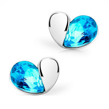 New music box original fashion Korean style cute crystal earrings love heart women studs jewelry