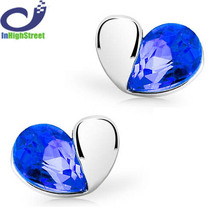 Heart of the Ocean Style Lovely Crystal Swan Stud Earrings for Women Jewelry