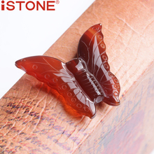 iSTONE Gifts & Decoration4 43*49MM Agate Butterfly Figurine Stone Craft For Collectible or Healing Reiki