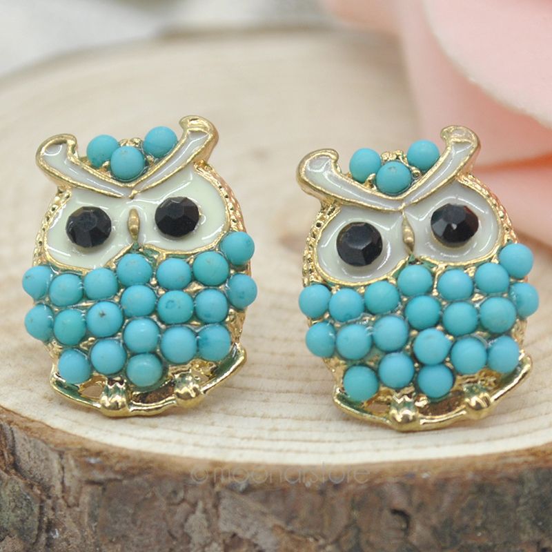 2015 New Fashion Lovely Cute Owl Pearl Stud Earrings Women Jewelry Brand Vintage Ear Stud Earring