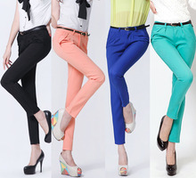 Promoção! Calças para mulheres tamanho grande Novo 2012 Calças casuais sexy elegantes de algodão cor preto para mulheres Calças apertados femininos S-XXL SQ709(China (Mainland))