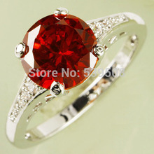 Wholesale Gorgeous Round Cut Garnet White Sapphire 925 Silver Ring Fashion Jewelry Size 6 7 8