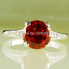 Wholesale Gorgeous Round Cut Garnet White Sapphire 925 Silver Ring Fashion Jewelry Size 6 7 8