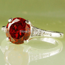 Wholesale Gorgeous Round Cut Garnet White Sapphire 925 Silver Ring Fashion Jewelry Size 6 7 8