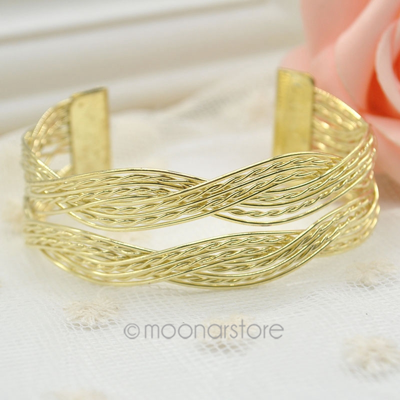 Alloy knitted twisted metal rattan Women wide bracelet woven women cuff bracelets bangles FMHM237 M1