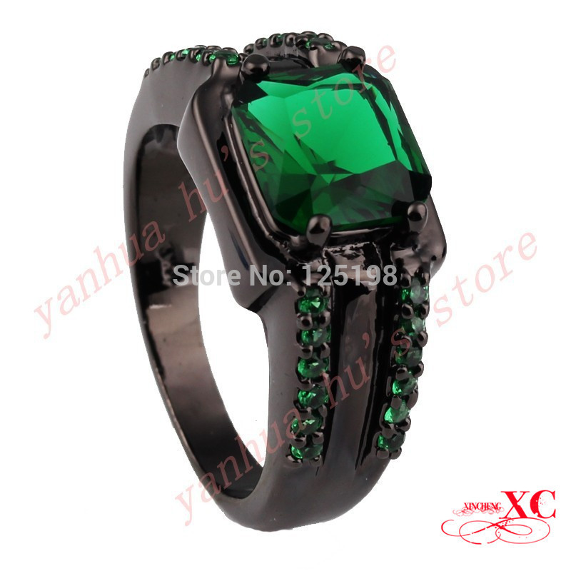 Wholesale Fashion Designer AAA Zircon Ring for Men Wedding Engagement Finger Rings 14KT Black Gold Filled