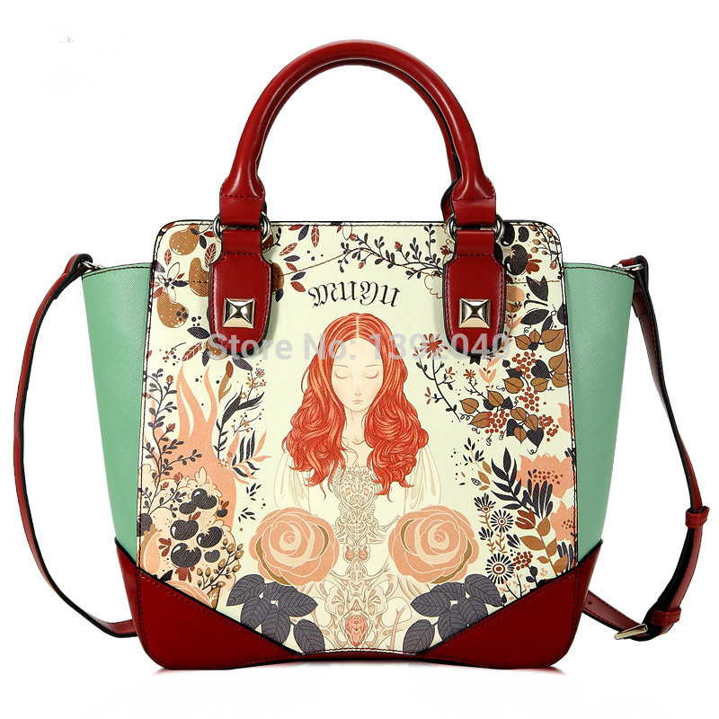 2014 new winter sweet lady handbags wings hit the color printing