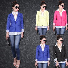 Fashion Jacket Women Suit Foldable Long Sleeves Lapel Coat Lined With Striped Single Button Vogue Jackets