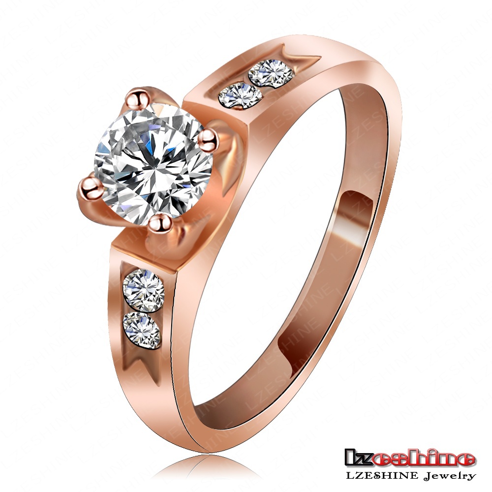 LZESHINE Brand Wedding Ring 18K Rose Gold Platinum Plated Austrian Crystal SWA Elements Fine Jewelry Ring