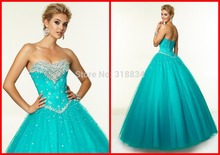 Vintage Ball Gown Quinceanera Dresses 2015 Luxury Crystals Lace-Up Backless Sweetheart Corset High Quality Tulle Girls Gown Sexy