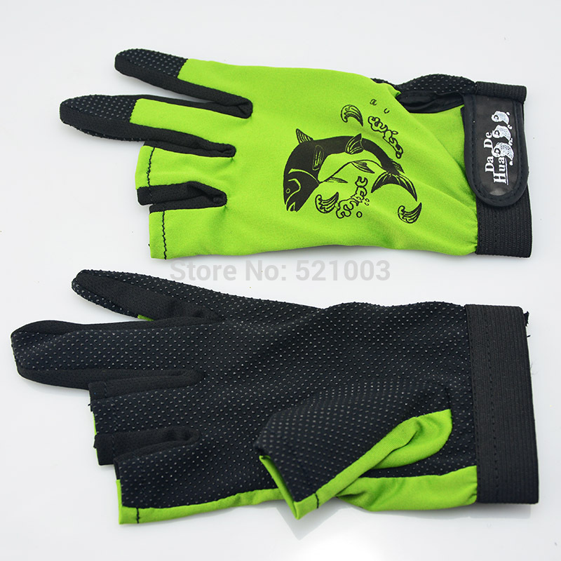 New 1 Pair ANTI SLIP 3 Low Fingers Fishing Gloves Fish Clothing Finger Protector free shipping