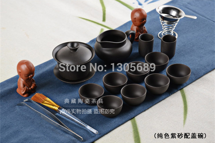 Chinese kung fu tea set travel portable teaset zisha purple clay complete tea set gaiwan tea