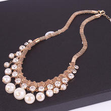 1714#South Korea jewelry pearl necklace tassel knitted Beaded short necklace of clavicle