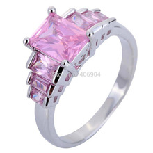 Lady Jewelry Emerald Cut Amethyst Morganite Garnet Pink Sapphire 925 Silver Ring Size 6 7 8