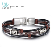 Free shipping new fashion jewelry wholesale punk cool men genuine leather bracelets bangles for male Christmas gifts PH855MK