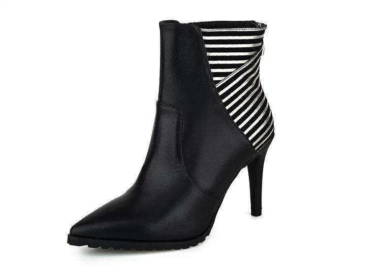 new 2014 autumn winter fashion brand women s shoes pointed toe thin Heels ankle Boots genuine