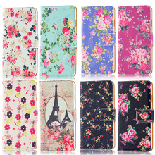 Hot selling Stand Colored Drawing Flowers Series Flip Phone Bag Case For Apple iPhone 6 4