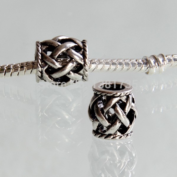 10pcs 10mm Silver Hollow Spacer Metal Beads Fit European Pandora Bracelets Metal Beads Jewelry Making Free