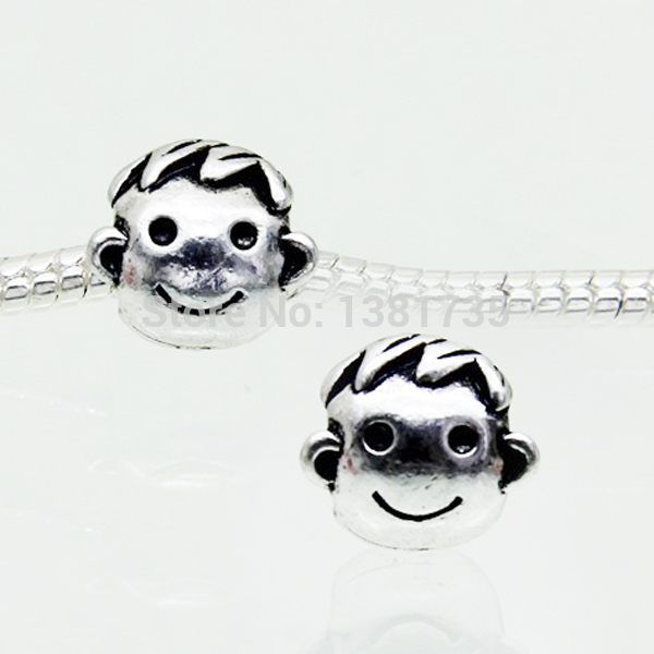 10pcs 10 11mm Little Boy Silver European Charm Beads Fashion Jewelry Charm Beads Fit Pandora Bracelet