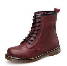 2014 Genuine Leather Women boots Super Warm Snow  Boots lace up Ankle Boots Autumn And Winter Shoes Plus size