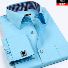 2014 men’s clothing color block stripe long-sleeve shirt commercial men’s slim shirt easy care