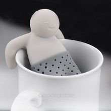 2014 Crazy Hot Mr.Tea Leaf Strainer Filter Silicon Herbal Spice Infuser Diffuser Cute Gift ZMHM368#S2