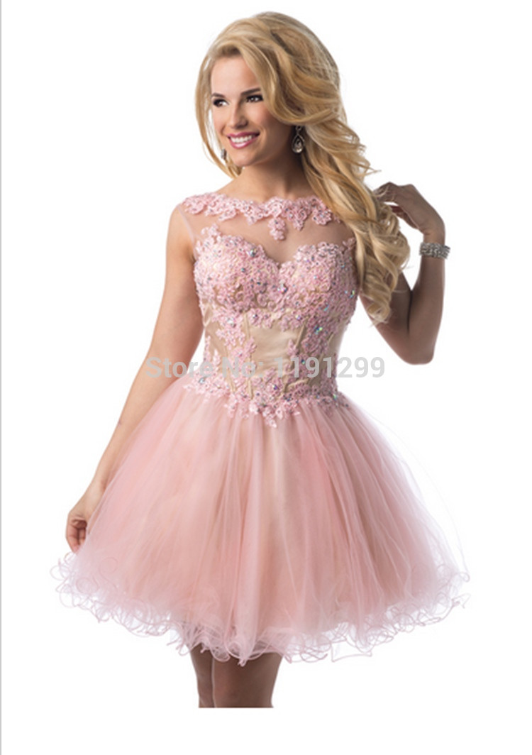 Cheap-Sexy-Sheer-Ball-Gown-Mini-Appliques-Plus-Size-Short-Prom-Dresses ...