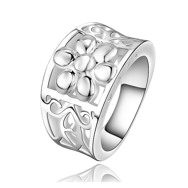 Punk 925 Silver Ring Anillos Women Fine Jewelry Hollow Flower Design Biker Rings for Men Accessories