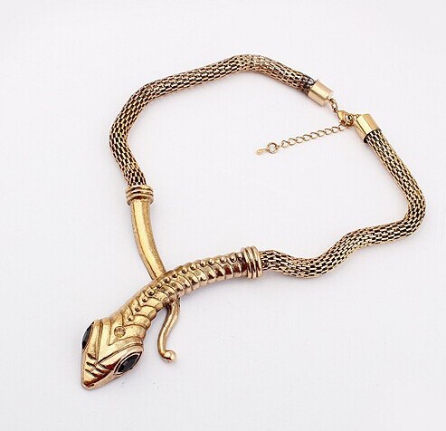 Steampunk animal gold snake necklace chokers hot k pop punk rock statement silver jewelry women colar