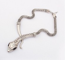 Steampunk animal gold snake necklace chokers hot k pop punk rock statement silver jewelry women colar
