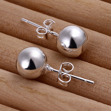 Promotions Wholesale Simple 925 silver ball stud earring fashion jewelry 8 mm Bead earring For Women