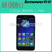 Original 5.0”Lenovo A8/ A808T/ A808 RAM 2GB + ROM 16GB OS Android 4.4 Mobile Phone MTK6592 Octa Core 1.7GHz Phones GSM Network