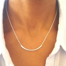 2014 Fashion Necklaces For Woman Curved Gold Silver Bar Necklaces Dainty Necklace Tube Pedants Jewelry Sideways Choker Necklaces