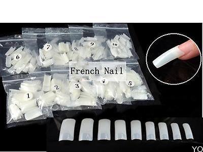New 500 PCS Natural False Acrylic UV Gel Half French Nail Art Tips Tools