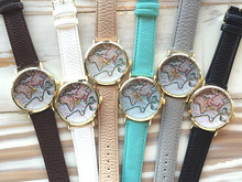 New Fashion World Map Watch Geneva Watches Women Dress Watches Quartz Wristwatch Watches AW-SB-1132